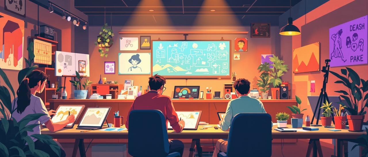 成人短剧创作团队工作场景